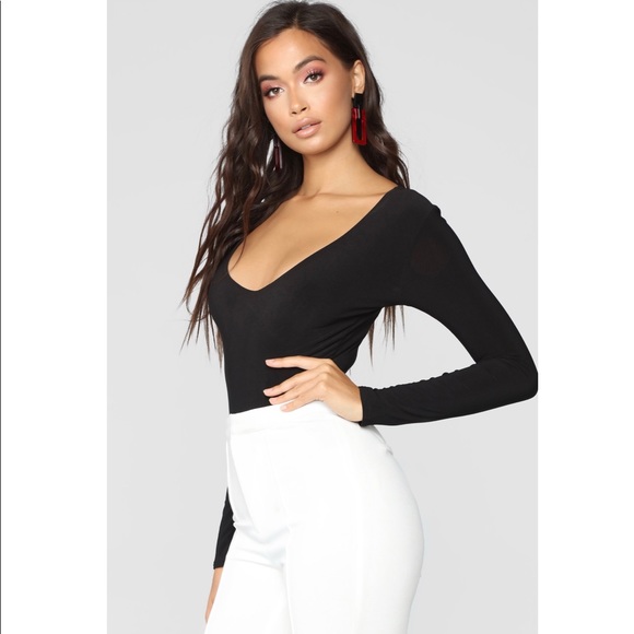 Fashion Nova Louise V Neck Bodysuit - Black - Picture 4 of 6
